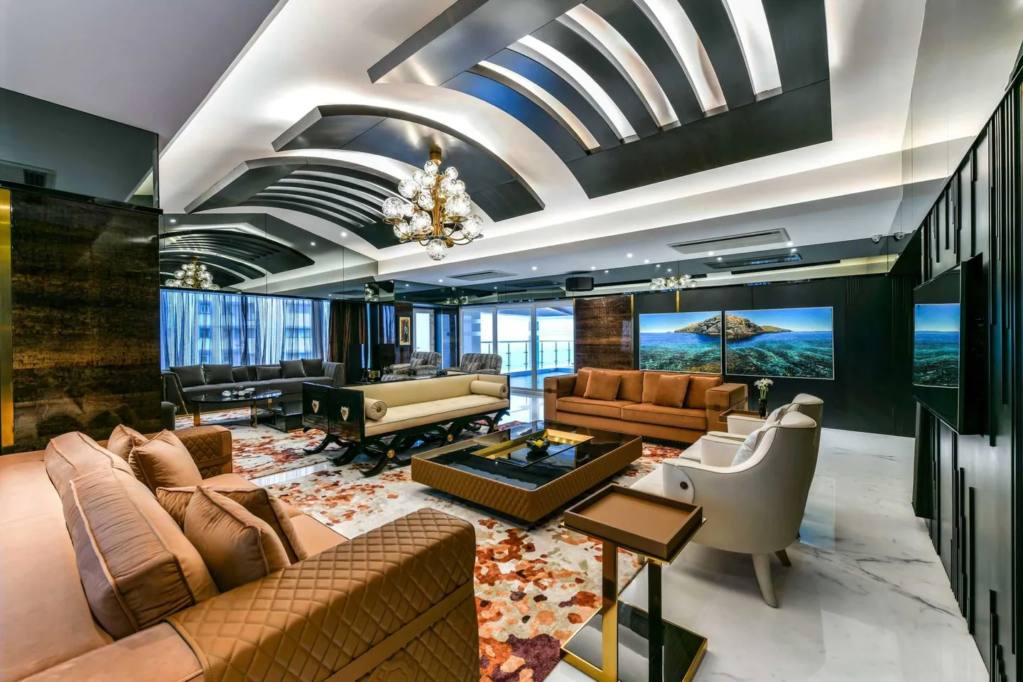 Sea-facing residence living room, Worli